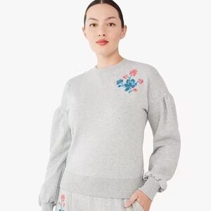 Kate Spade New York Floral Embroidered Grey Melange Sweatshirt SZ Small!